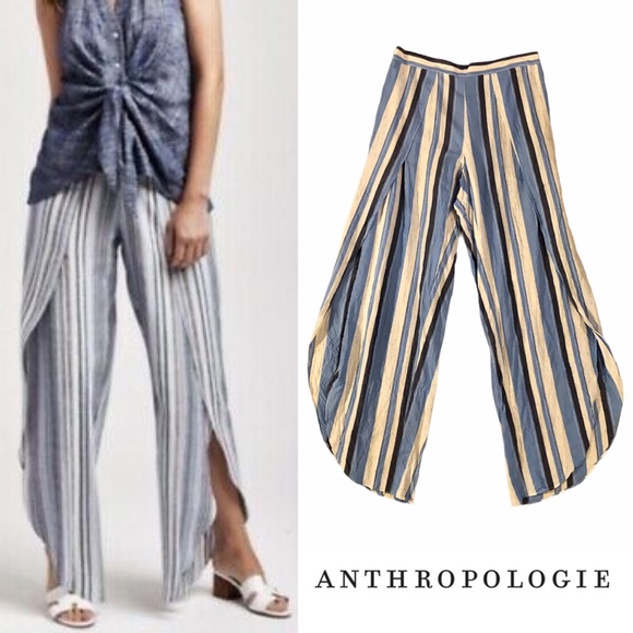 Anthropologie Pants - Anthropologie Drew Stripe Tulip Split Leg Pull On Pants
